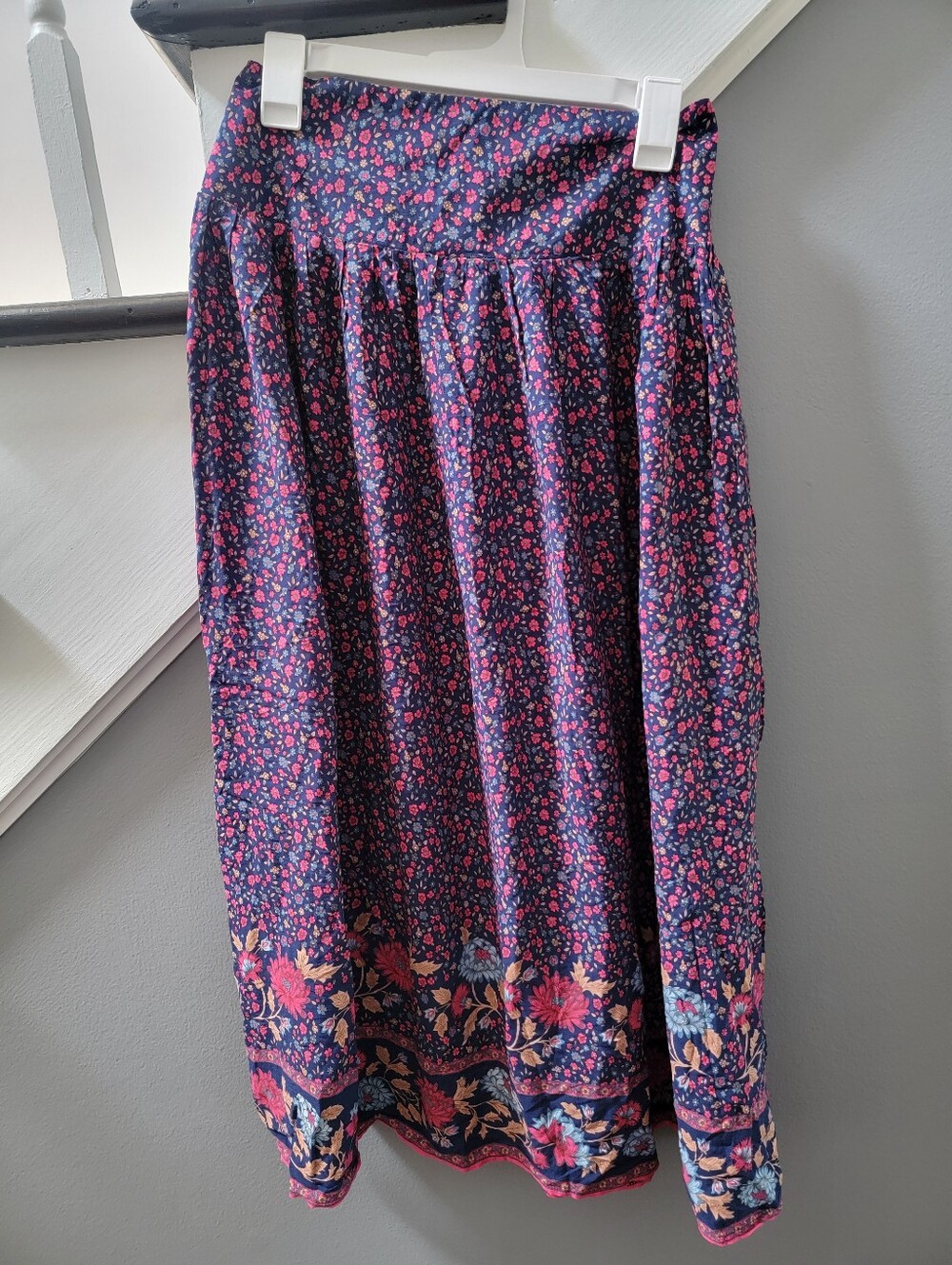 Natural Life Skirt Boho Print Medium Floral PullOn Midi Slit Side - Picture 2 of 6